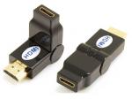 HDMI A lanang kanggo HDMI mini wadon adaptor, jinis swing