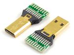 Micro HDMI D male, PCB board wire solder type
