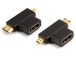 HDMI A female to HDMI mini male + Micro male adapter