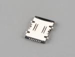 Conector de tarxeta Nano SIM; tipo de bandexa de montaxe MID, 6 pines, H1.5 mm, con pin de CD