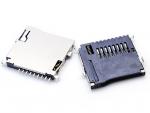Mittmonterade Micro SD-kortkontakt push push, H1,8 mm, dopp med CD-stift